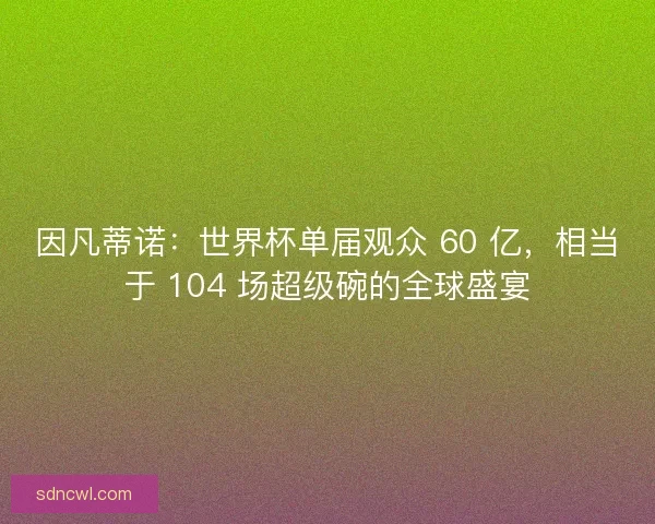 因凡蒂诺：世界杯单届观众 60 亿，相当于 104 场超级碗的全球盛宴