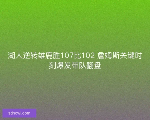 湖人逆转雄鹿胜107比102 詹姆斯关键时刻爆发带队翻盘 湖人逆转雄鹿胜107比102 詹姆斯关键时刻爆发带队翻盘
