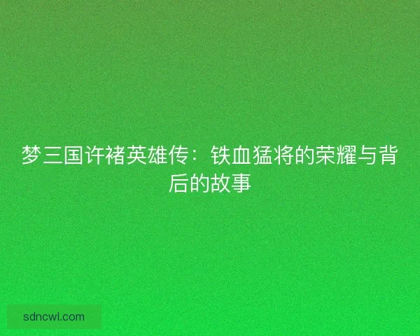 梦三国许褚英雄传：铁血猛将的荣耀与背后的故事