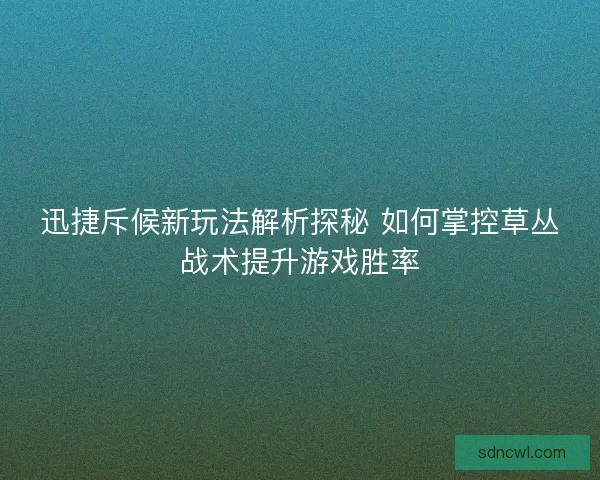 迅捷斥候新玩法解析探秘 如何掌控草丛战术提升游戏胜率 迅捷斥候新玩法解析探秘 如何掌控草丛战术提升游戏胜率