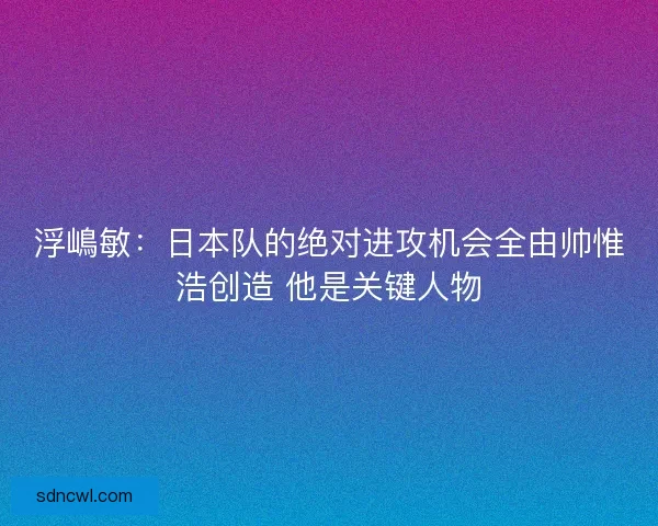 浮嶋敏：日本队的绝对进攻机会全由帅惟浩创造 他是关键人物