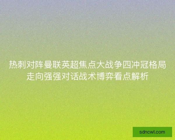 热刺对阵曼联英超焦点大战争四冲冠格局走向强强对话战术博弈看点解析