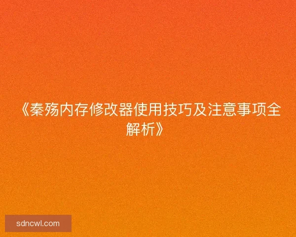 《秦殇内存修改器使用技巧及注意事项全解析》